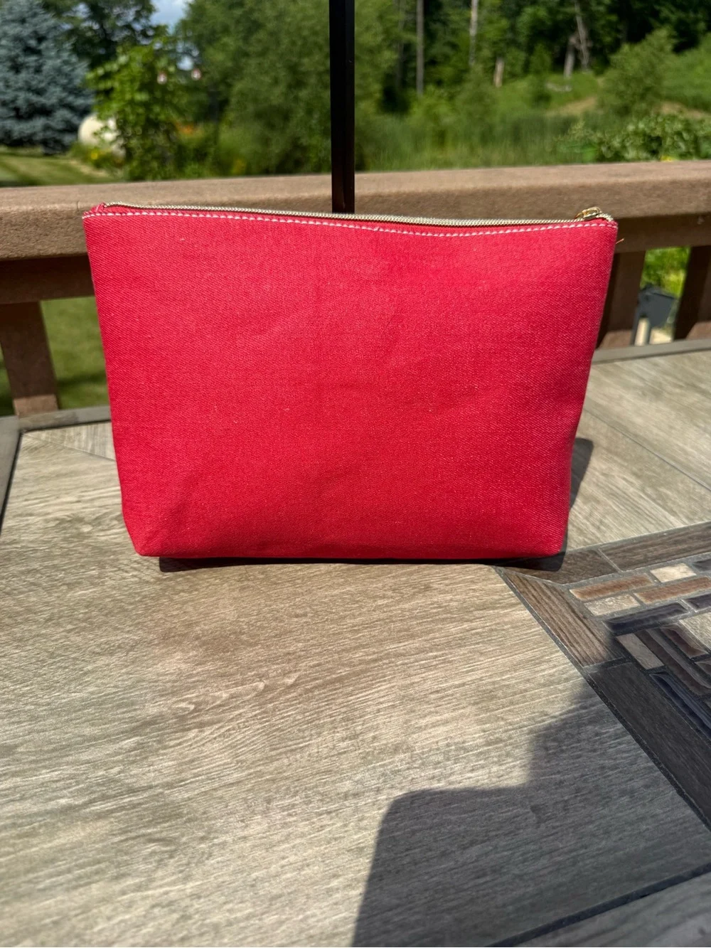 NWT True Religion Rhinestone Heart Toiletry Kit / Makeup Bag Red